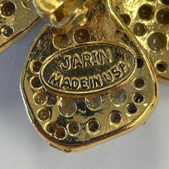 Black Tie Vintage Jarin Clip On Jet Black & Clear Cubic Zirconia Flower Earrings - Picture 10 of 13